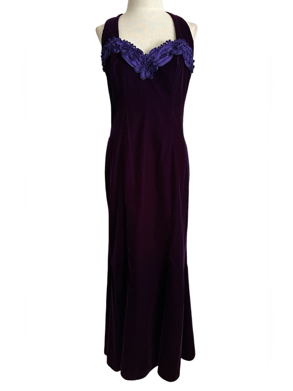 Zum Zum Vintage Purple Velvet Halter Dress Gown 11/12